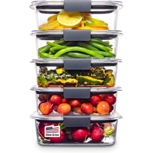 Rubbermaid Brilliance 10-Piece Tritan Plastic Food Storage Container Set (5-Pack, 3.2-Cup)