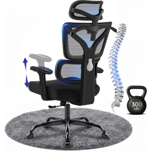 Hayelf High-Back Ergonomic Mesh Office Chair with Adaptive Lumbar Support and Built-in Coat Hanger