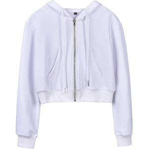 Yimoon Women's Cropped Active Zip-Up Hoodie with Adjustable Drawstring