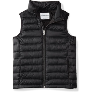 Amazon Essentials Boys and Toddlers' Lightweight Puffer Vest – Water-Resistant Packable Hooded Vest with Mock-Neck Collar & Storage Pouch