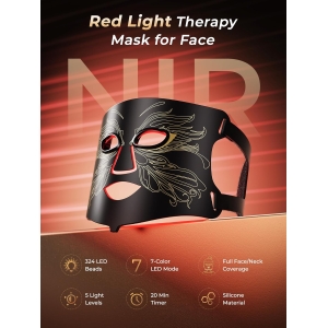 PrecieuxFoyer 7-in-1 Professional Silicone LED Light Therapy Mask for Face and Neck
