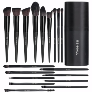 BS-MALL 18-Piece Professional Premium Synthetic Makeup Brush Set with Designer Travel Case
