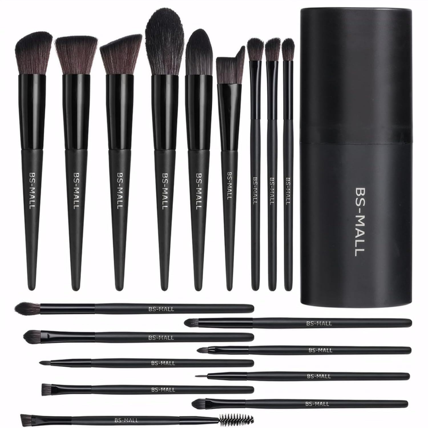 BS-MALL 18-Piece Professional Premium Synthetic Makeup Brush Set with Designer Travel Case