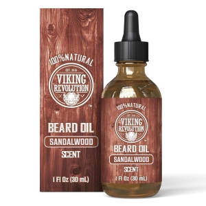 Viking Revolution 100% Natural Sandalwood Beard Oil with Premium Argan and Jojoba Extracts