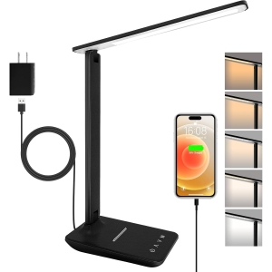 Architectural Smart LED Desk Lamp – Dimmable Task Light with Integrated USB Charging Port