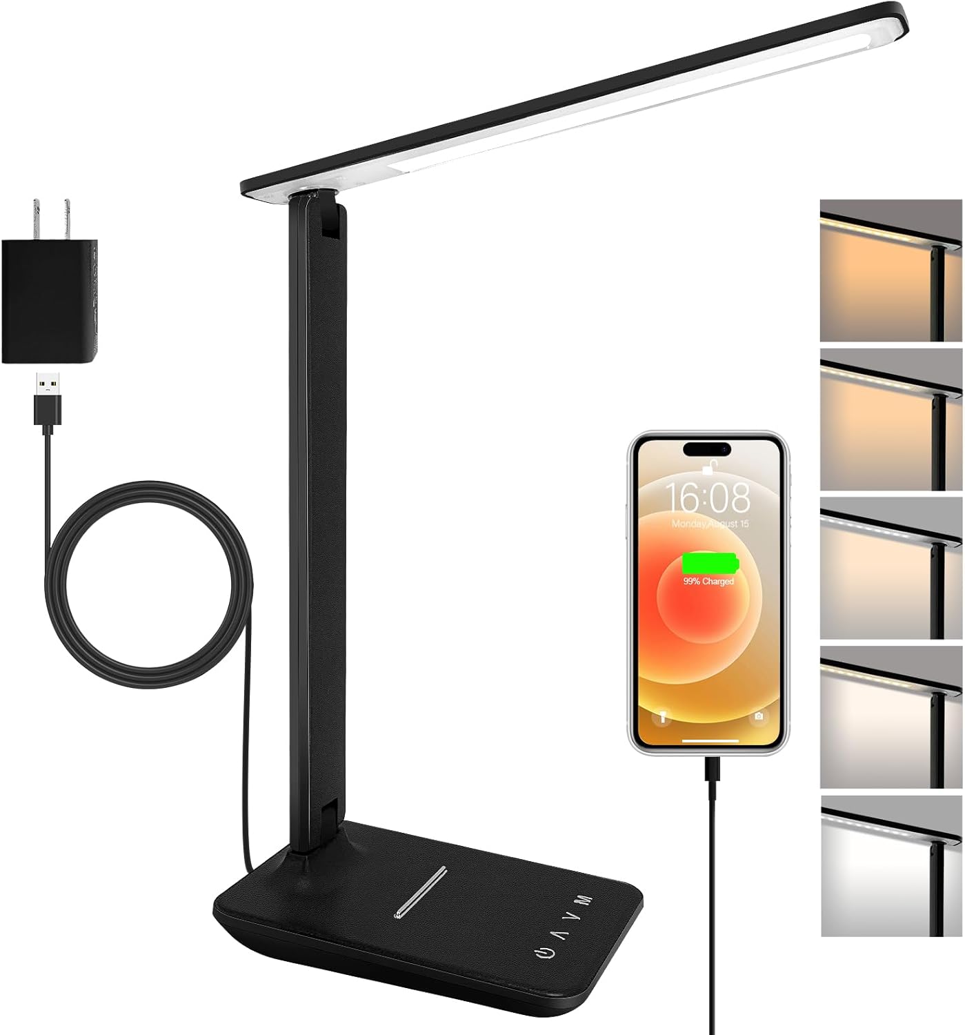 Architectural Smart LED Desk Lamp – Dimmable Task Light with Integrated USB Charging Port