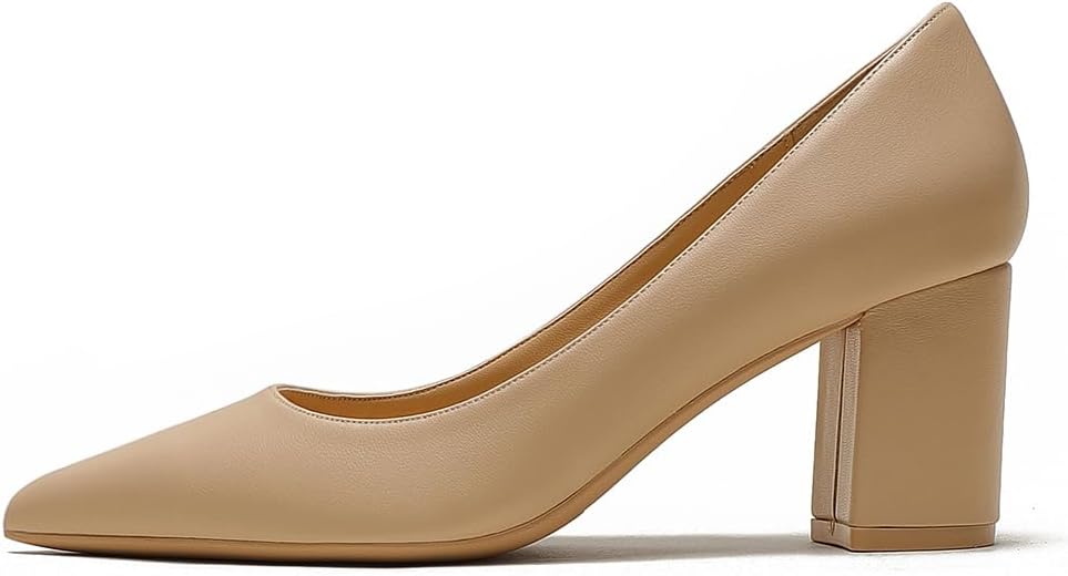 JOY IN LOVE Women's Block Heel Pumps – Comfort Chunky Heel Pointed Toe Office & Dress Shoes