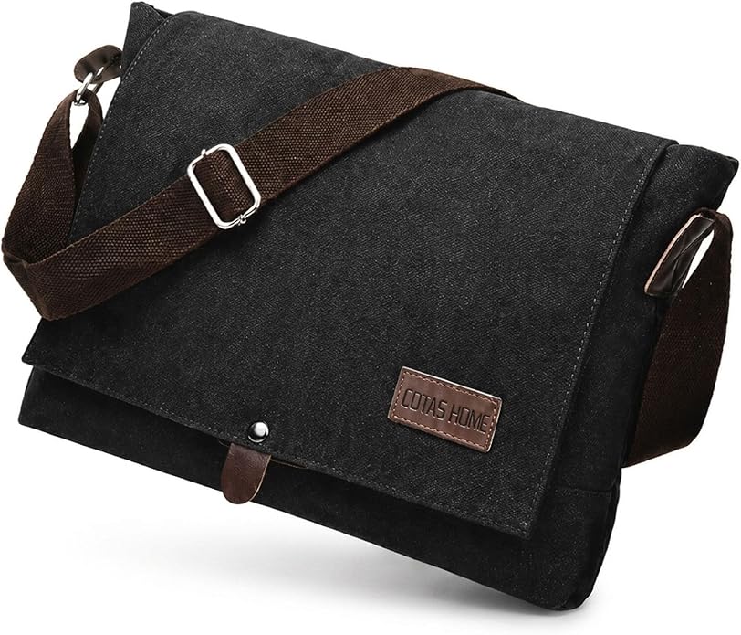 Cota's Home Men's Canvas Messenger Bag – Compact 14-Inch Laptop Satchel & Commuter Work Bag