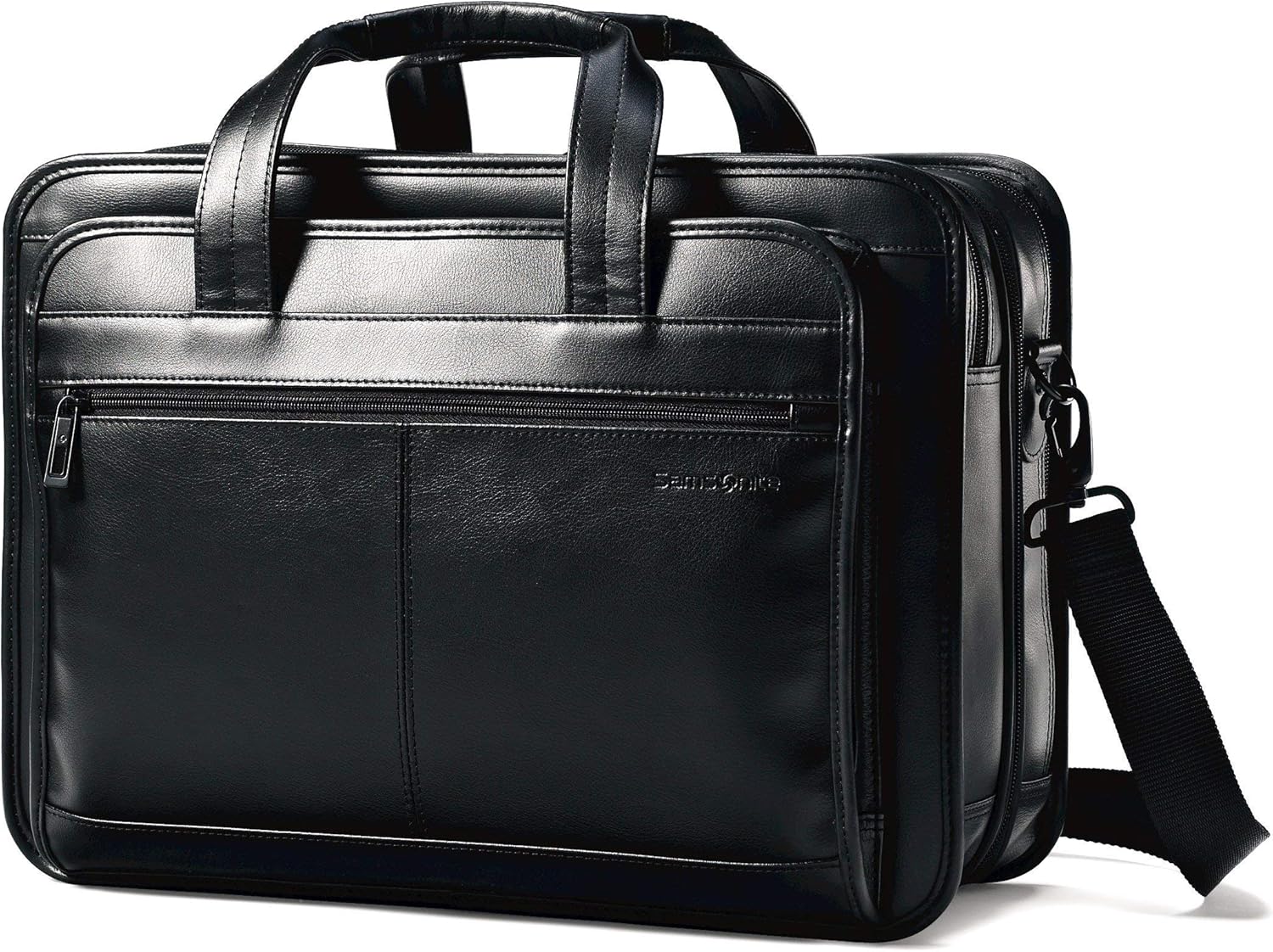 Samsonite Premium Leather Expandable Briefcase – Classic 15.6-Inch Laptop Attaché & Executive Travel Commuter Bag