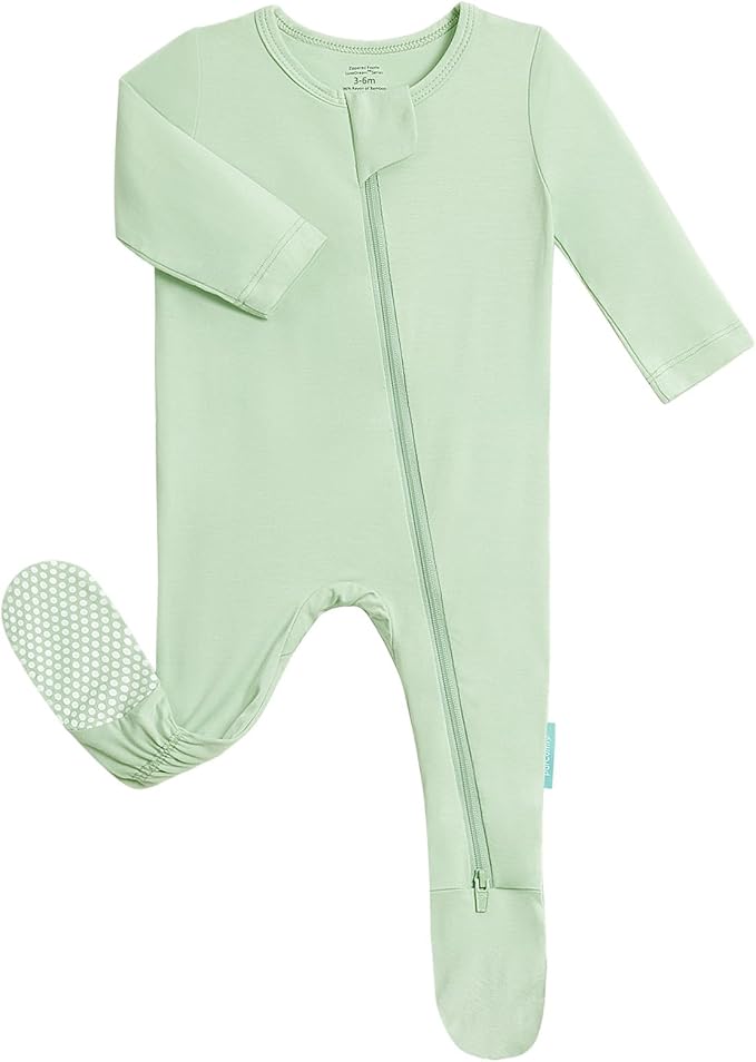 PurComfy Premium Bamboo Viscose Zippy Sleeper – Ultra-Soft 2-Way Zipper Footed Pajamas with Anti-Slip Soles & Fold-Over Scratch Mittens